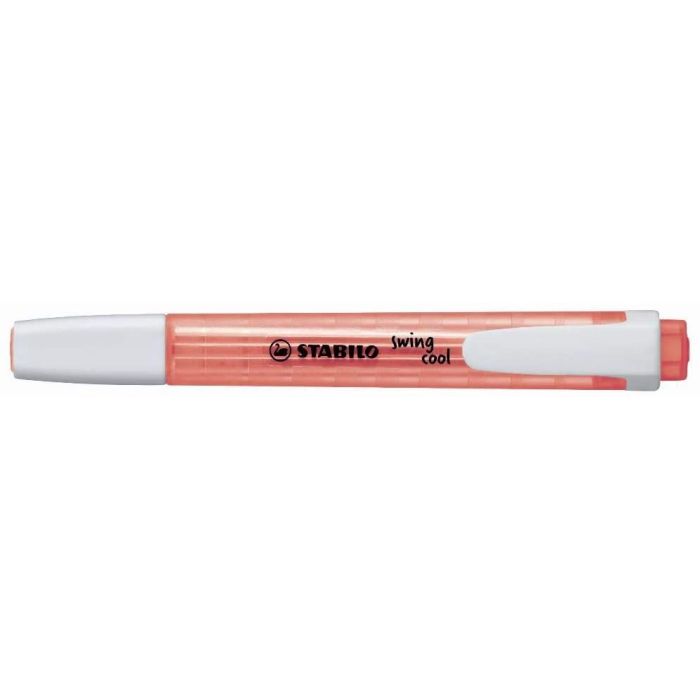 Stabilo Swing Cool Marcador Fluorescente - Cuerpo Plano - Punta Biselada - Trazo entre 1 y 4mm - Tinta con Base de Agua - Antisecado - Color Rojo
