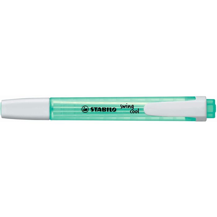 Stabilo Swing Cool Marcador Fluorescente - Cuerpo Plano - Punta Biselada - Trazo entre 1 y 4mm - Tinta con Base de Agua - Antisecado - Color Turquesa