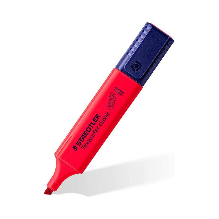Staedtler Textsurfer Classic 364 Marcador Fluorescente - Punta Biselada - Trazo entre 1 - 5mm - Tinta con Base de Agua - Color Rojo