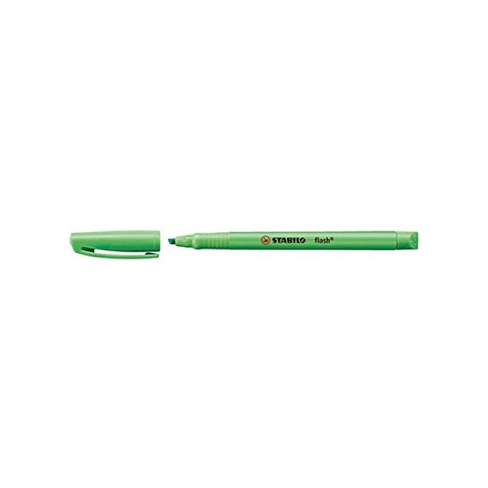 Satabilo Flash Marcador Fluorescente - Tamaño Bolsillo - Trazo de 1 y 3.5mm - Tinta con Base de Agua - Color Verde