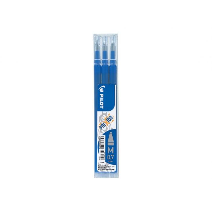 Pilot Recambio de gel borrable para Frixion Ball / Frixion Clicker - Pack de 3 unidades - Punta de bola redonda 0.7mm - Trazo 0.4mm - Color Azul