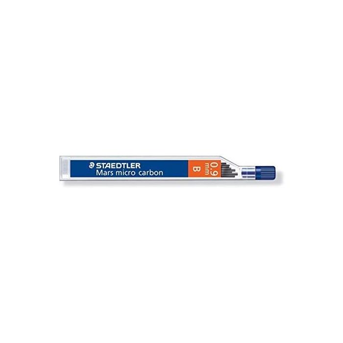 Staedtler Mars Micro Carbon 250 Tubo de 12 Minas de Grafito - Dureza B - Trazo 0.9mm -  Alta Resistencia