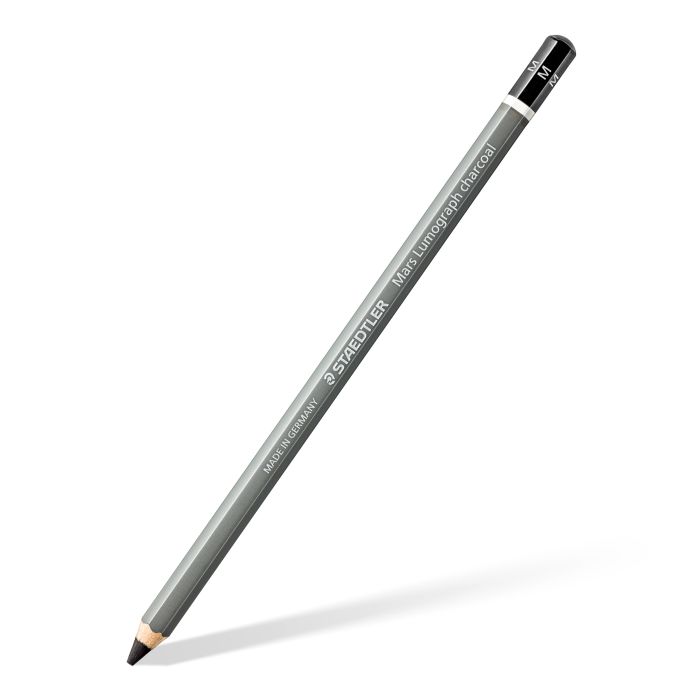 Staedtler Mars Lumograph Charcoal 100C Lapiz de Grafito - Mina M - Alta Proporción de Carbon y Carboncillo - Madera de Bosques Sostenibles
