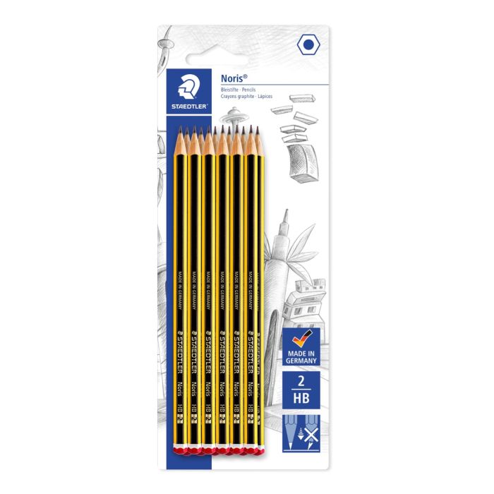 Staedtler Noris 120 Pack de 12 Lapices de Grafito Hexagonales - Mina 2HB - Resistencia a la Rotura - Madera de Bosques Sostenibles
