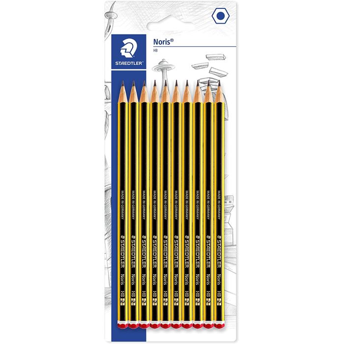 Staedtler Noris 120 Pack de 10 Lapices de Grafito Hexagonales - Mina 2HB - Resistencia a la Rotura - Madera de Bosques Sostenibles