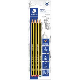 Staedtler Noris 120 Pack de 4 Lapices de Grafito Hexagonales - Graduaciones Surtidas - Resistencia a la Rotura - Madera de Bosques Sostenibles