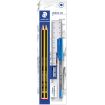 Staedtler Pack de 2 Lapices Noris de Grafito Hexagonales 2HB + 1 Boligrafo Stick 430 Azul + 1 Goma de Borrar  + 1 Sacapuntas +1 Regla