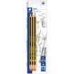 Staedtler Noris 122 Pack de 3 Lapices de Grafito Hexagonales 2HB con Goma - Resistencia a la Rotura - Madera de Bosques Sostenibles