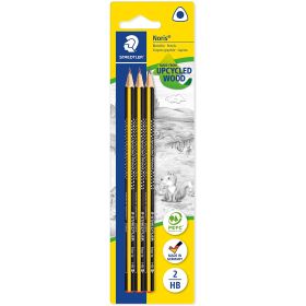Staedtler Noris 183 Pack de 3 Lapices de Grafito Triangulares - Mina 2HB - Resistencia a la Rotura