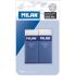 Milan Nata 320 Pack de 2 Gomas de Borrar Rectangulares - Plastico - Faja de Carton Azul - Todo tipo de Superficies - Color Blanco