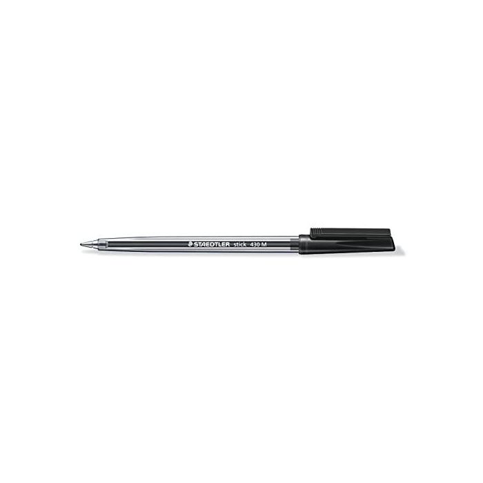 Staedtler Stick 430 Boligrafo con Capuchon - Punta 0.35mm - Tinta Endeleble - Color Negro