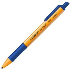 Stabilo Pointball Boligrafo Retractil - Punta de 1mm - Tinta con Base de Aceite - Recargable - 79% Plastico Reciclado - Grip Antideslizante - Color Azul