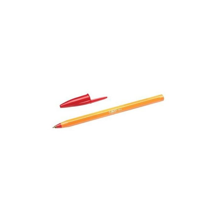 Bic Orange Original Fine Boligrafo de Bola - Punta Redonda de 0.8mm - Trazo de 0.30mm - Tinta con Base de Aceite - Cuerpo Naranja - Color Rojo