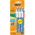 Bic 4 Colours Original Pack de 3 Boligrafos de Bola Retractil - Punta Media de 1.0mm - Tinta con Base de Aceite - Cuerpo Azul/Blanco - 4 Colores