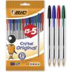 Bic Cristal Original 15+5 Pack de 20 Boligrafos de Bola - Punta Redonda de 1.0mm - Trazo 0.4mm - Tinta con Base de Aceite - Colores Surtidos