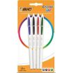 Bic Cristal Up Pack de 4 Boligrafos de Bola - Punta Redonda de 1.2mm - Trazo 0.6mm - Tinta con Base de Aceite - Cuerpo Blanco - Colores Surtidos