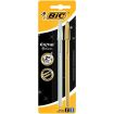 Bic Cristal Shine Pack de 2 Boligrafos de Bola - Punta Media de 1.0mm - Tinta con Base de Aceite - Cuerpo Plateado y Dorado - Color Negro