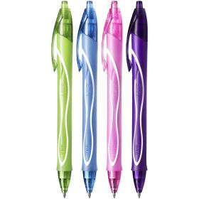 Bic Gel-Ocity Quick Dry Pack de 12 Boligrafos de Gel Retractil  - Punta Media de 0.7 mm - Tinta de Gel - Anti-Manchas - Secado Ultra Rapido - Colores Surtidos