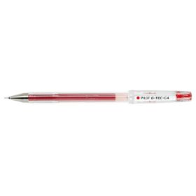 Pilot Boligrafo de Gel G-Tec C4 - Extra Fino - Recargable - Punta de Bola 0.4mm - Trazo 0.2mm - Color Rojo