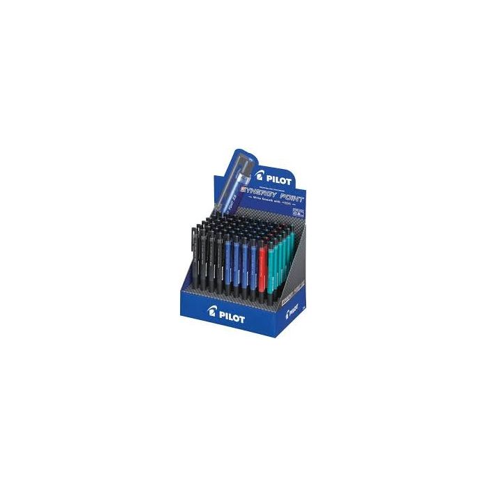 Pilot Synergy Point Expositor de 60 Boligrafos de Gel Retractiles - Punta Fina 0.5mm - Trazo 0.25mm - Recargable - Colores Surtidos
