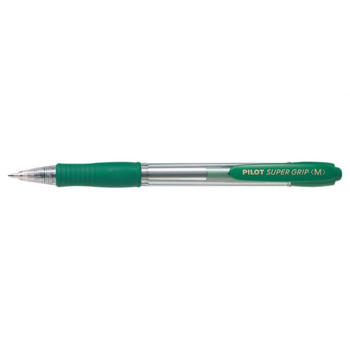 Pilot Boligrafo de Bola Retractil SuperGrip - Punta Redonda 1.0mm - Trazo 0.27mm - Tinta de Aceite - Grip Ergonomico - Color Verde