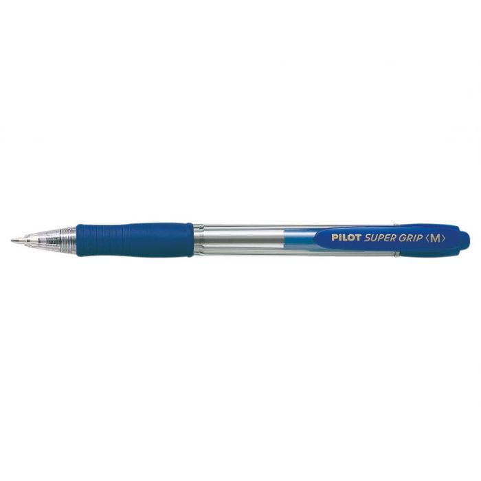 Pilot Boligrafo de Bola Retractil SuperGrip - Punta Redonda 1.0mm - Trazo 0.27mm - Tinta de Aceite - Grip Ergonomico - Color Azul