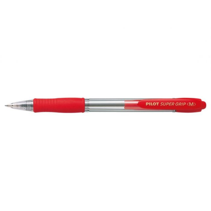 Pilot Boligrafo de Bola Retractil SuperGrip - Punta Redonda 1.0mm - Trazo 0.27mm - Tinta de Aceite - Grip Ergonomico - Color Rojo