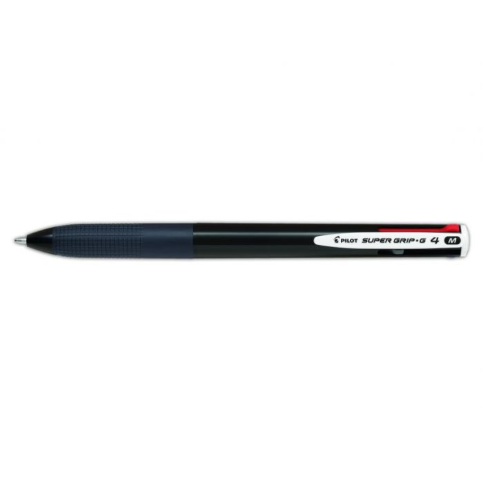 Pilot Boligrafo de Bola Retractil Super Grip G4 - 4 Colores - Punta 1.0mm - Trazo 0.27mm - Cuerpo Negro