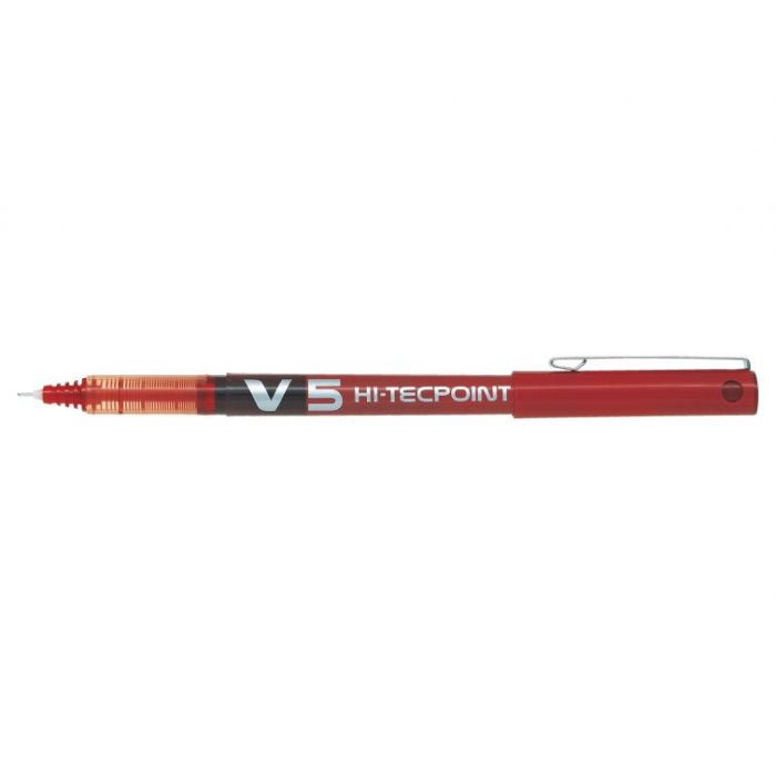 Pilot Boligrafo de tinta liquida V5 HI-Tecpoint Rollerball - Punta fina de aguja 0.5mm - Trazo 0.3mm - Color Rojo