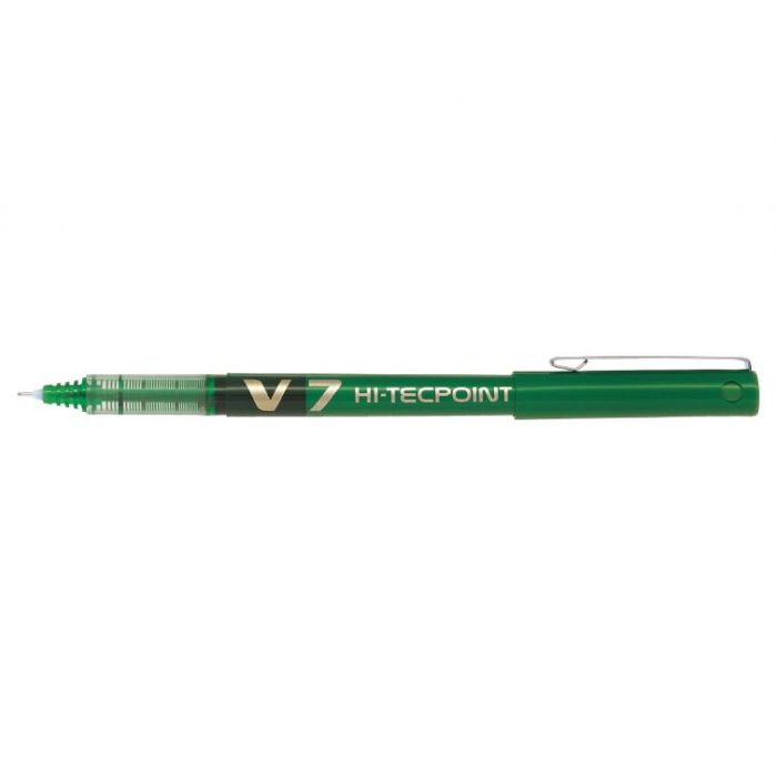 Pilot Boligrafo de tinta liquida V7 HI-Tecpoint Rollerball - Punta fina de aguja 0.7mm - Trazo 0.5mm - Color Verde