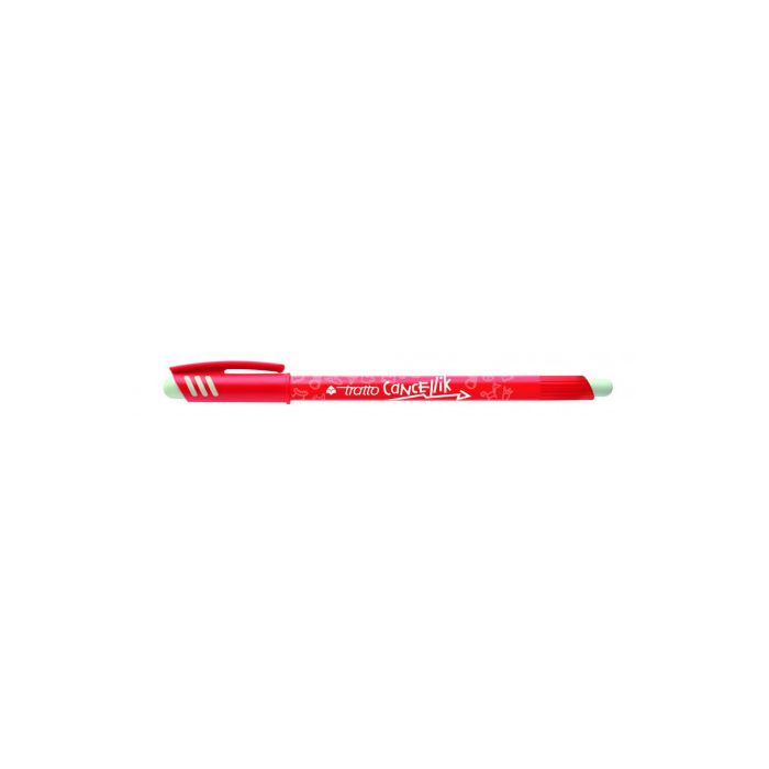 Giotto Tratto Cancellik Boligrafo de Bola - Tinta Borrable - Trazo 0.4mm - Doble Goma - Color Rojo