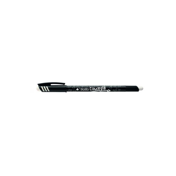 Giotto Tratto Cancellik Boligrafo de Bola - Tinta Borrable - Trazo 0.4mm - Doble Goma - Color Negro