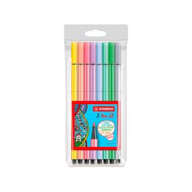 Stabilo Pen 68 Pack de 8 Rotuladores Acuarelable - Punta de Fibra - Trazo de 1mm - Tinta a Base de Agua - Capuchon Ventilado - Colores Surtidos