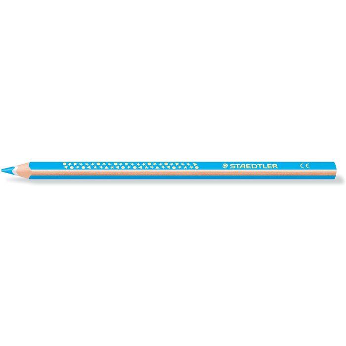 Staedtler Jumbo Noris 128 Lapiz Triangular de Color - Mina de 4mm - Resistencia a la Rotura - Diseño Ergonomico - Color Azul Claro