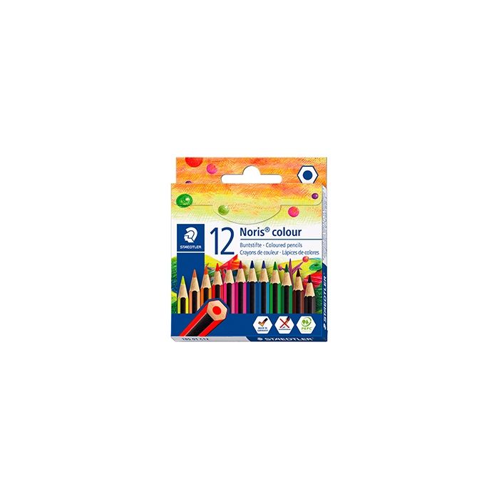 Staedtler Noris Colour 185 Pack de 12 Lapices Hexagonales de Colores - Resistencia a la Rotura - Material Wopex - Colores Surtidos