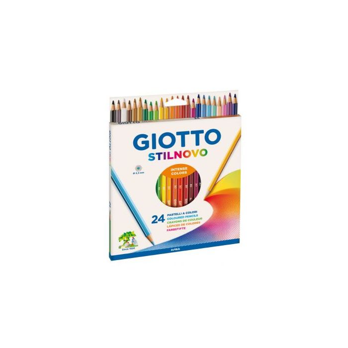 Giotto Stilnovo Pack de 24 Lapices Hexagonales de Colores - Mina 3.3mm - Madera - Colores Surtidos