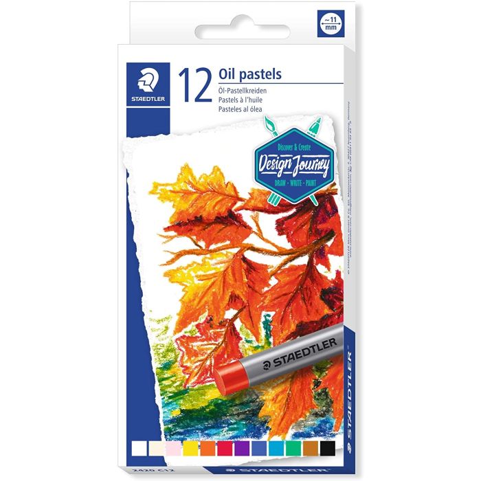 Staedtler Pasteles al Oleo 2420 Pack de 12 Ceras Blandas - Resistencia a la Rotura - Extremadamente Brillantes - Colores Surtidos
