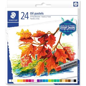 Staedtler Pasteles al Oleo 2420 Pack de 24 Ceras Blandas - Resistencia a la Rotura - Extremadamente Brillantes - Colores Surtidos