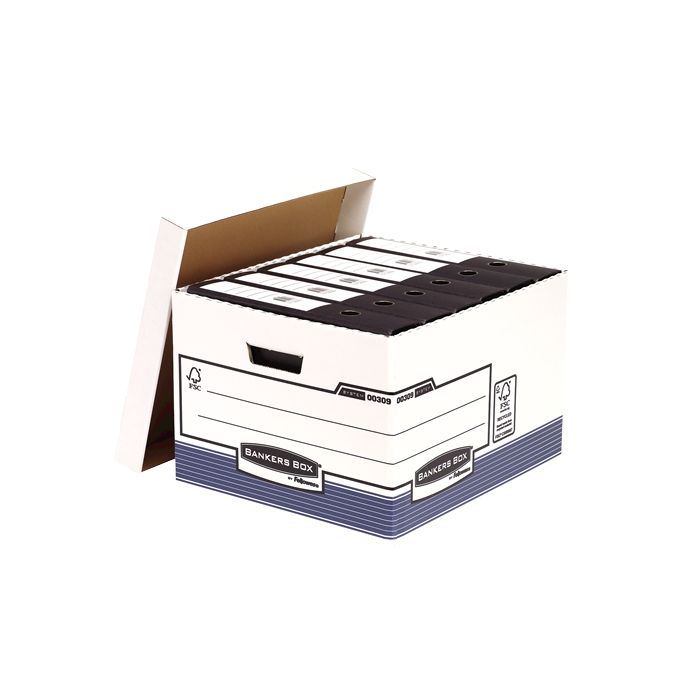 Fellowes Bankers Box Contenedor de Archivos Folio - Montaje Automatico Fastfold - Carton Reciclado Certificacion FSC