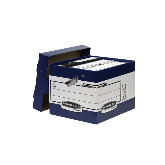 Fellowes Bankers Box Contenedor de Archivos con Asas Ergonomicas Ergo Box - Montaje Automatico Fastfold - Carton Reciclado Certificacion FSC