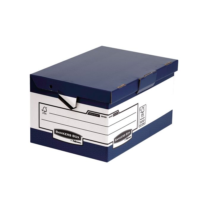 Fellowes Bankers Box Ergo-Stor Maxi Contenedor de Archivos con Asas Ergonomicas - Tapa Fija - Montaje Automatico Fastfold - Carton Reciclado Certificacion FSC