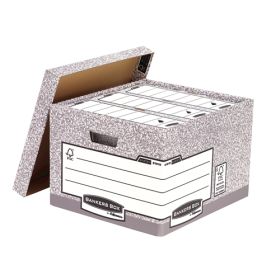 Fellowes Bankers Box Contenedor de Archivos Folio - Montaje Automatico Fastfold - Carton Reciclado Certificacion FSC - Color Gris