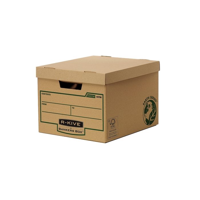 Fellowes Bankers Box Earth Gran Contenedor de Archivos - Montaje Manual - Carton Reciclado Certificacion FSC - Color Marron