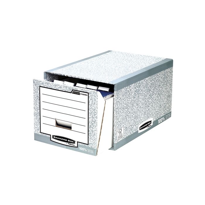 Fellowes Bankers Box Cajon Archivador - Montaje Manual - Carton Reciclado Certificacion FSC - Color Gris