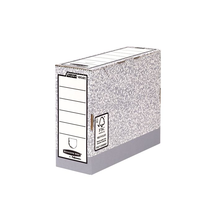 Fellowes Bankers Box Caja de Archivo Definitivo 100mm A4 - Montaje Automatico Fastfold - Carton Reciclado Certificacion FSC - Color Gris