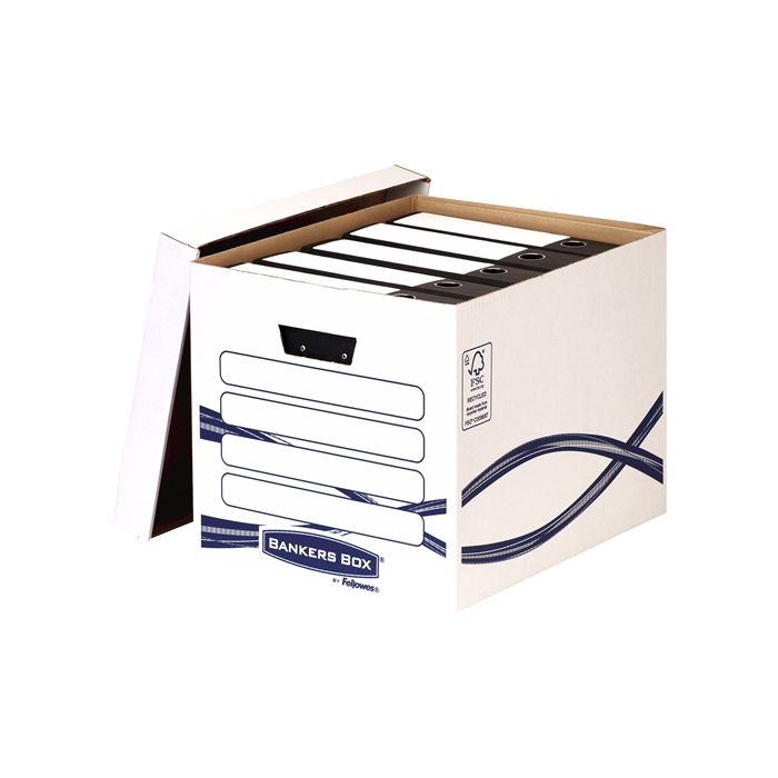 Fellowes Bankers Box Basic Maxi Contenedor de Archivos - Montaje Manual - Carton Reciclado Certificacion FSC