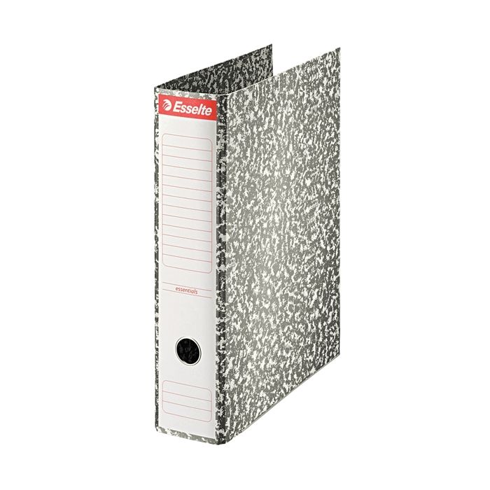 Esselte Archivador de Palanca - Carton - Formato Folio - Lomo 75mm - Capacidad para 500 Hojas - Color Gris Jaspeado