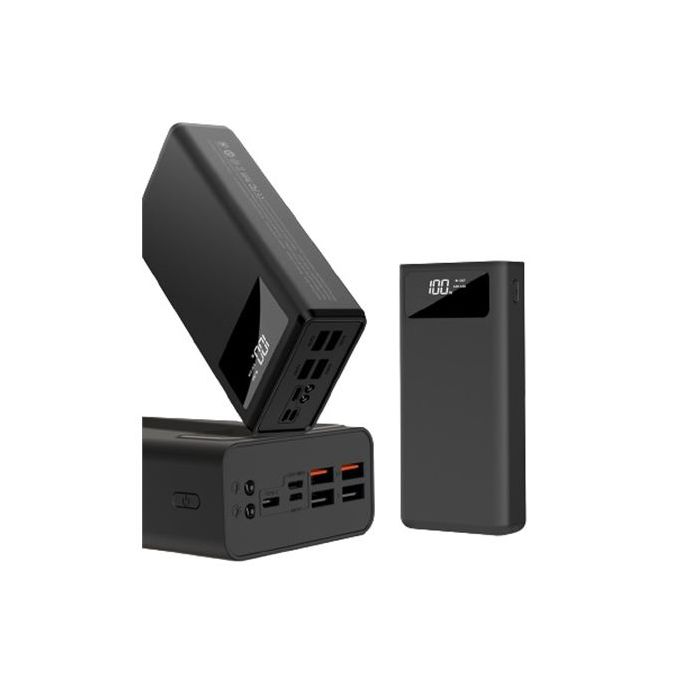 XO PR123 Powerbank 30000mAh - 4 Salidas USB-A - Entradas microUSB, USB-C y Lightning - Pantalla LCD - Funcion Linterna - Carga Rapida - Resistente