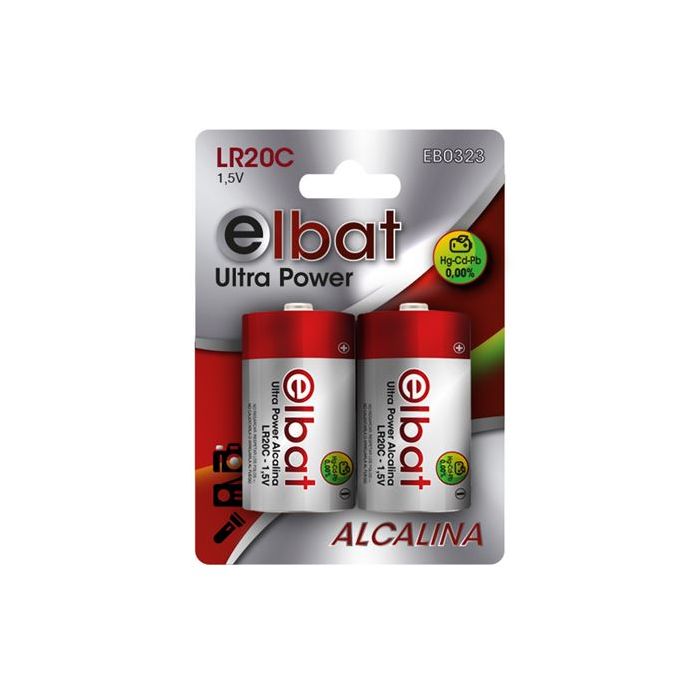 Elbat Pack de 2 Pilas Alcalinas LR20C