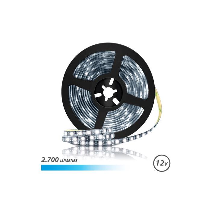 Elbat Tira LED 12V 2700lm - Luz Fria 6500K - 30 Led por Metro - Longitud 5m